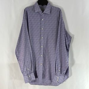 Thomas Dean Large Purple Zig Zag Pattern Dress Shirt
